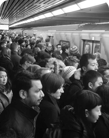 crowded subway/bus